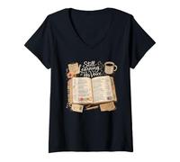 Women's Still Learning His Voice Christian Bible Study Design V-Neck T-Shirt