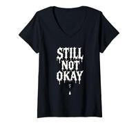 Women's Still Not Okay Broken Heart Dripping V-Neck T-Shirt