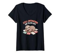 Womens Still Untouched (My To-Do List) Sloth Animal Kawaii Lazy V-Neck T-Shirt