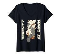 Womens Stillness, Grace, New Beginning. Serenity at Dawn. V-Neck T-Shirt