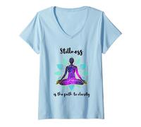 Womens Stillness is The Path to Clarity Gratitude Motivation V-Neck T-Shirt
