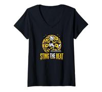 Women's Sting The Beat Hip Hop Bee Crew Old School Rapper V-Neck T-Shirt