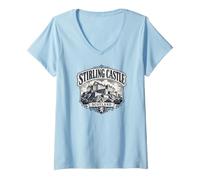 Women's Stirling Castle Scotland Rampant Lion V-Neck T-Shirt