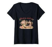 Women's Stitch for the Cure Pink Ribbon Breast Cancer Shirt V-Neck T-Shirt