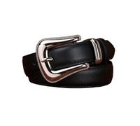 Women's Stitched Thin Belt for Jeans Dress 0.95" Width Ladies Full Grain Leather Strap with Western Silver Buckle(95cm/37", Black)