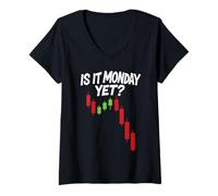 Womens Stock Market Crash Trading Bear is It Monday Options Crypto V-Neck T-Shirt