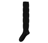 Women's Stockings Fashion Solid Color Anti-slip Summer Thin Loose Socks for Woman Over The Knee Long White Soft(Black)
