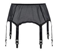 Women's stockings garter belt sexy lace underwear mesh suspenders (garter belt only sold)(black l