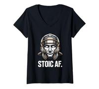 Womens Stoic AF Bold Roman Warrior Stoicism V-Neck T-Shirt