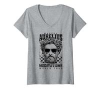 Womens Stoic Philosoper Quote Motivational Stoicism Marcus Aurelius V-Neck T-Shirt