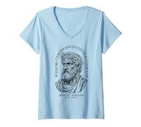 Womens Stoic Virtues Marcus Aurelius Stone Temple Stoicism V-Neck T-Shirt
