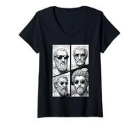 Women's Stoic Virtues Wisdom Temperance Justice Courage Comic V-Neck T-Shirt