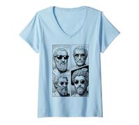 Women's Stoic Virtues Wisdom Temperance Justice Courage Comic V-Neck T-Shirt