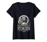 Women's Stoicism Wisdom Discipline Control Stoic Philosophy V-Neck T-Shirt