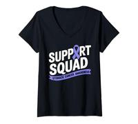 Womens Stomach Cancer Awareness Support Squad Periwinkle Ribbon V-Neck T-Shirt
