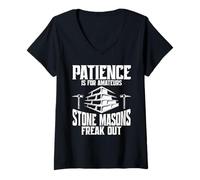 Womens Stone Mason Craftsmen Worker Job Patience Stone Mason V-Neck T-Shirt