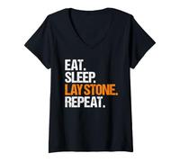 Women's Stone Mason Eat Sleep Routine V-Neck T-Shirt