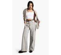 Womens Stone Wash Wide Leg Denim Jean - Beige - 6, Beige