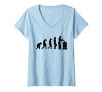 Women's Stonemason Craftsmen Sculptors Evolution Graveyard Sculptors V-Neck T-Shirt