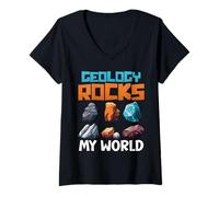 Womens Stones Collection GEOLOGY ROCKS MY WORLD Stone Collector V-Neck T-Shirt