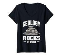 Womens Stones Collection GEOLOGY ROCKS MY WORLD Stone Collector V-Neck T-Shirt