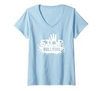 Womens Stop Bullying Handprint Anti-Bullying V-Neck T-Shirt