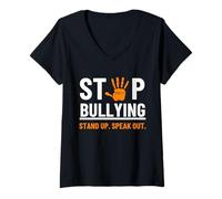 Womens Stop Bullying Stand Up Speak Out Orange Unity Day Teacher V-Neck T-Shirt