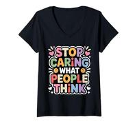 Women's Stop Caring What People Think - V-Neck T-Shirt