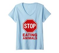 Women's Stop Eating Animals Animal Rights Activism V-Neck T-Shirt