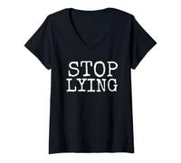 Womens Stop Lying T-Shirt anti politician, liar T-shirt V-Neck T-Shirt