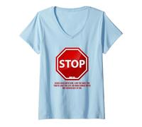 Womens Stop - No Man Comes to The Father John 14:6 Warning Sign V-Neck T-Shirt