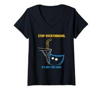 Women's Stop Overthinking It’s Not That Deep Sarcastic Minimalist V-Neck T-Shirt