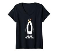 Womens Stop Plastic - Climate Change Fight V-Neck T-Shirt