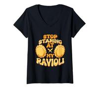 Women's Stop Staring At My Ravioli V-Neck T-Shirt