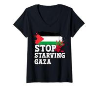 Womens Stop Starving Gaza V-Neck T-Shirt