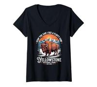 Womens Stop The Car I See A Fluffy Cows Yellowstone National Park V-Neck T-Shirt