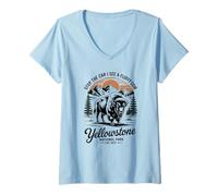 Womens Stop The Car I See A Fluffy Cows Yellowstone V-Neck T-Shirt