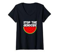 Womens Stop The Genocide V-Neck T-Shirt