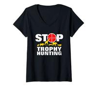 Womens Stop Trophy Hunting, Animal Rights, Anti Hunting V-Neck T-Shirt