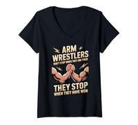 Women's Stop When They Have Won Sports Table Wrist Arm Wrestling V-Neck T-Shirt