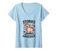Women's Stories are Better On Horseback Cute Pony Rider V-Neck T-Shirt