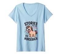 Women's Stories are Better On Horseback Cute Pony Rider V-Neck T-Shirt