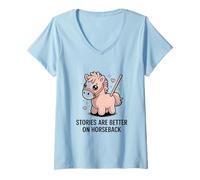 Women's Stories are Better On Horseback Cute Pony Rider V-Neck T-Shirt