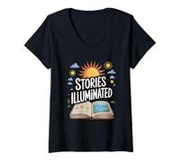 Womens Stories Illuminated by The Sun Positive Storyteller V-Neck T-Shirt