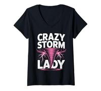 Women's Storm Chaser Costume Mom Crazy Storm Lady V-Neck T-Shirt