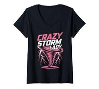 Women's Storm Chaser Costume Mom Crazy Storm Lady V-Neck T-Shirt