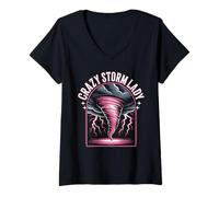 Women's Storm Chaser Costume Mom Crazy Storm Lady V-Neck T-Shirt