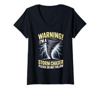 Womens Storm Chaser Do Not Follow Tornado Meteorology Storm Chasing V-Neck T-Shirt