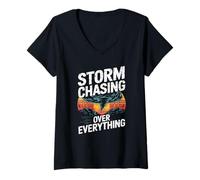 Women's Storm Chasing Over Everything Tornado Hunter V-Neck T-Shirt