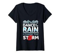 Womens Storm Hunter Meteorologist I Chase The Storm V-Neck T-Shirt